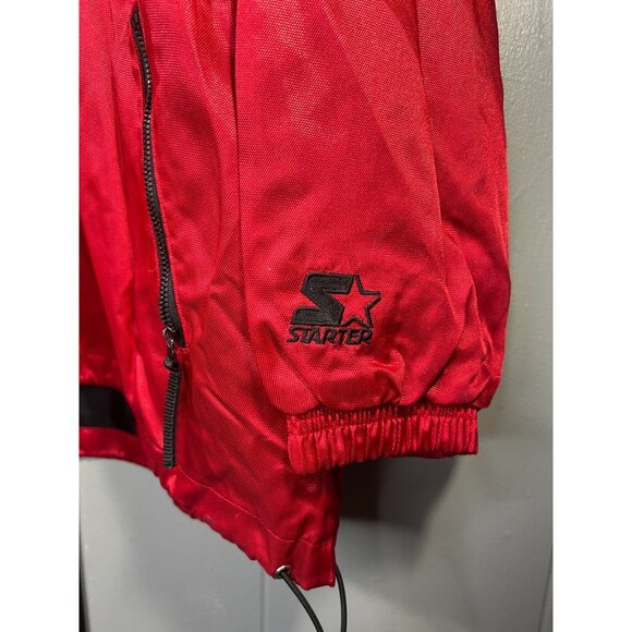 Vintage Starter Men’s LG Red Black Half-Zip Pullover Windbreaker Jacket Nylon - Picture 3 of 5